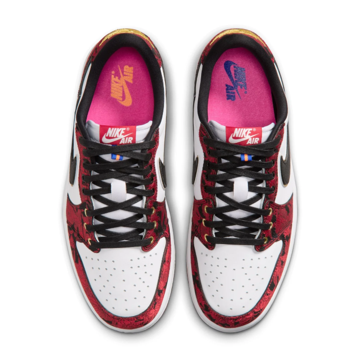 Air Jordan 1 Low OG Sneakers - Red Floral, White & Black