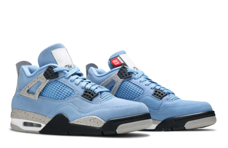 Air Jordan 4 Sneakers - Light Blue & Speckled Gray