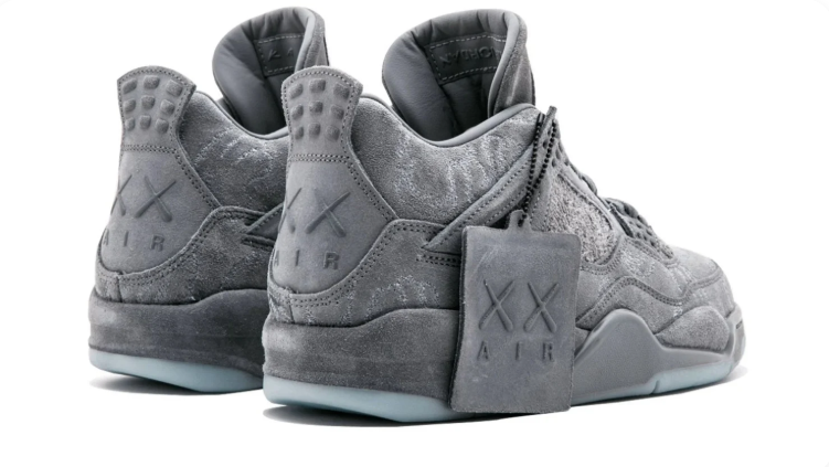 Air Jordan 4 Sneakers - Textured Gray with Icy Blue Sole