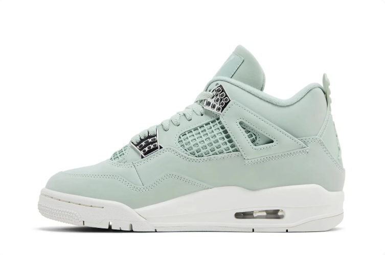 Air Jordan 4 Sneakers - Mint Green & White with Metallic Details