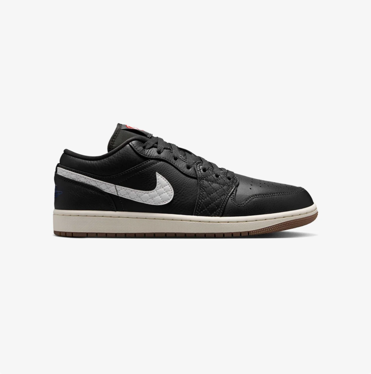 Air Jordan 1 Low Sneakers - Black & White with Gum Sole