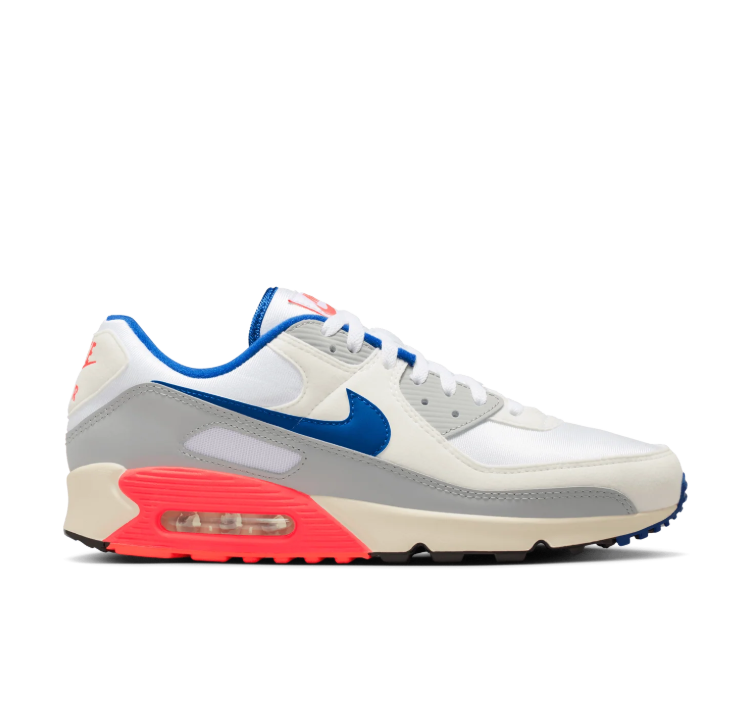 Nike Air Max Sneakers - White & Gray with Blue & Coral Accents