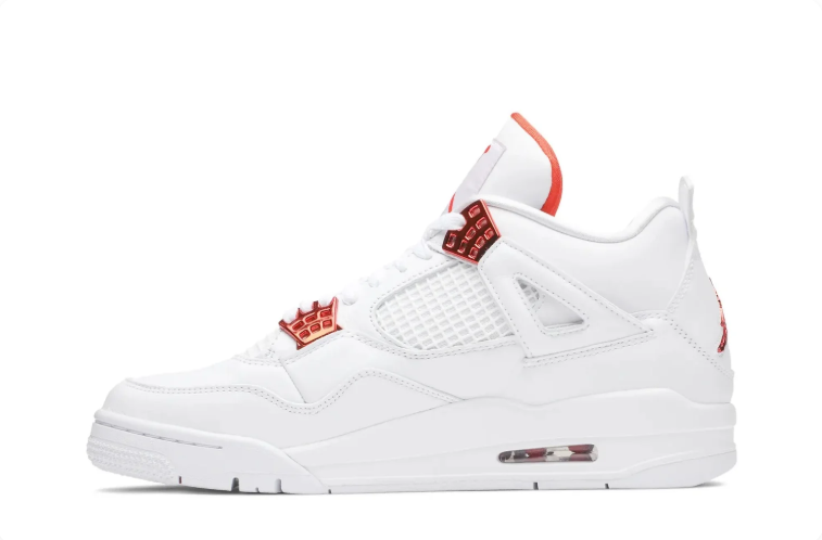 Air Jordan 4 Sneakers - White with Metallic Accents