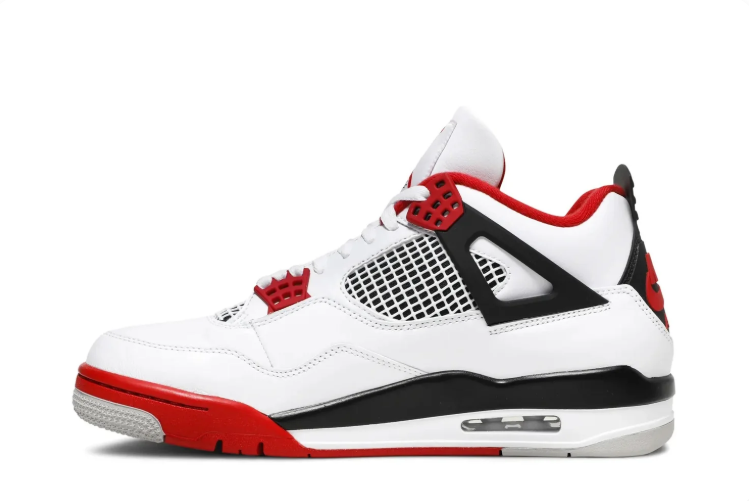 Air Jordan 4 Sneakers - White, Red & Black