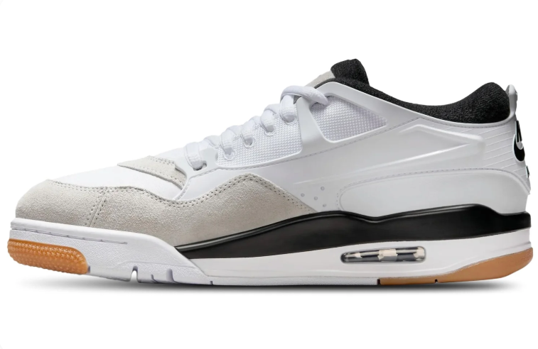 Air Jordan 4 RM Sneakers - White, Light Gray & Black with Gum Accents