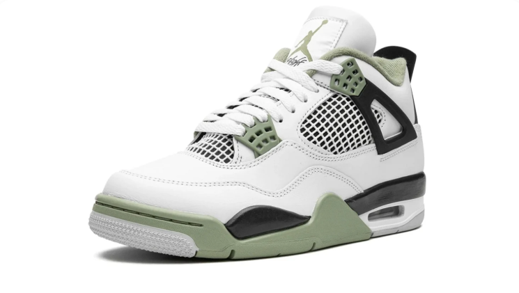 Air Jordan 4 Sneakers - White, Sage Green & Black