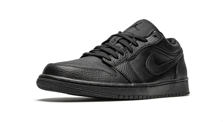 Air Jordan 1 Low Sneakers - All Black with Textured Overlays