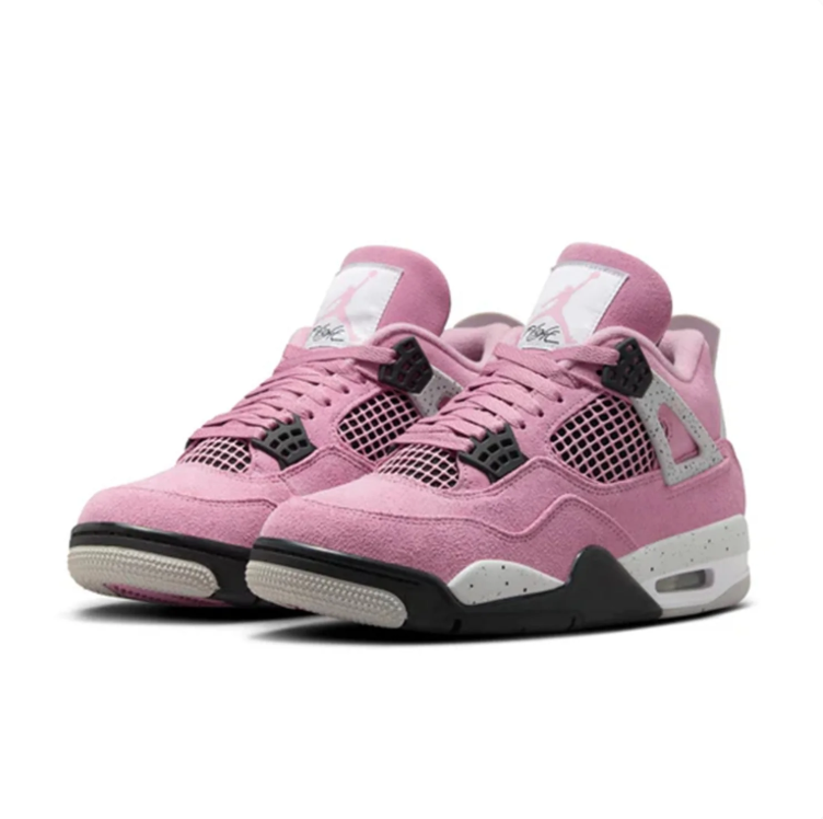 Air Jordan 4 Sneakers - Pink & Speckled Gray