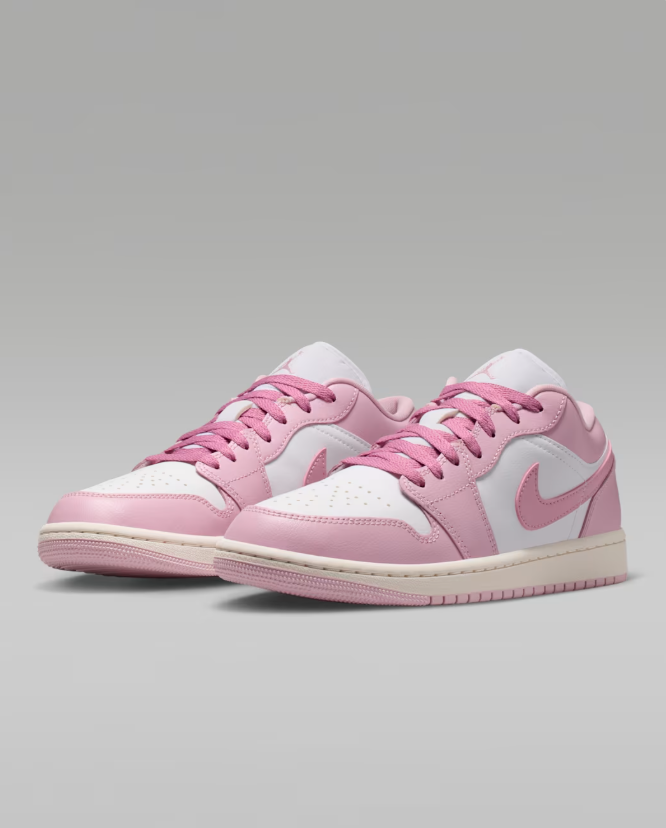 Air Jordan 1 Low Sneakers - Pink & White with Cream Midsole