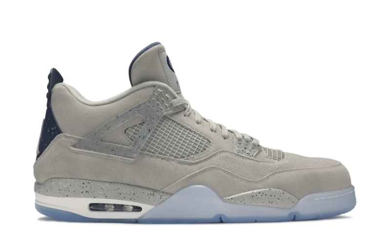 Air Jordan 4 Sneakers - Light Gray with Icy Blue Sole