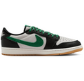 Air Jordan Low-Top Sneakers - Black, White & Green with Gum Sole