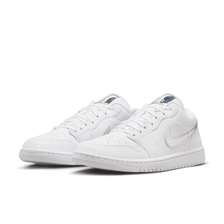 Air Jordan 1 Low Sneakers - White & Metallic Silver
