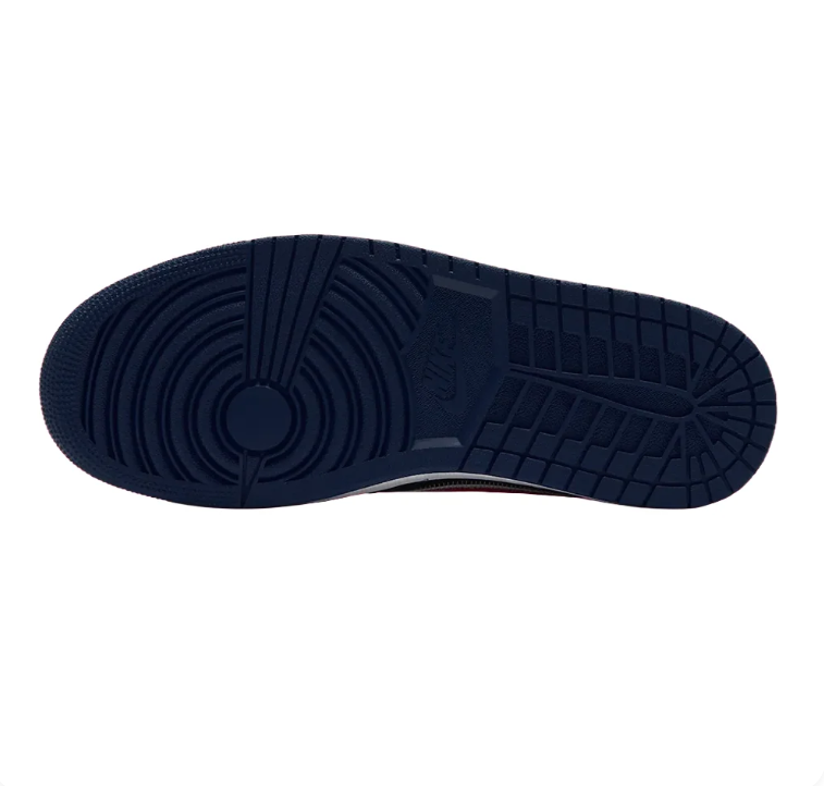 Air Jordan 1 Low Sneakers - Navy & Red with White Stitching