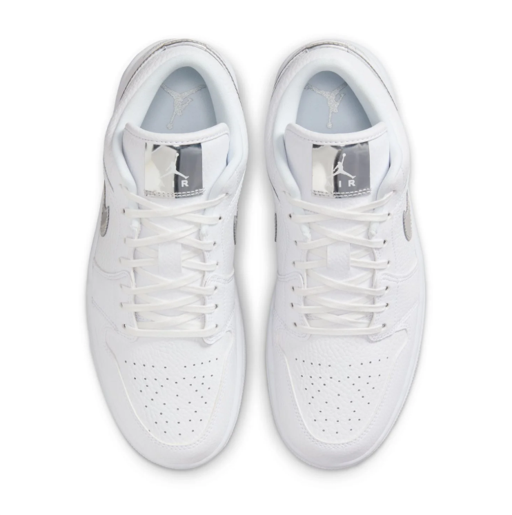 Air Jordan 1 Low Sneakers - White & Metallic Silver