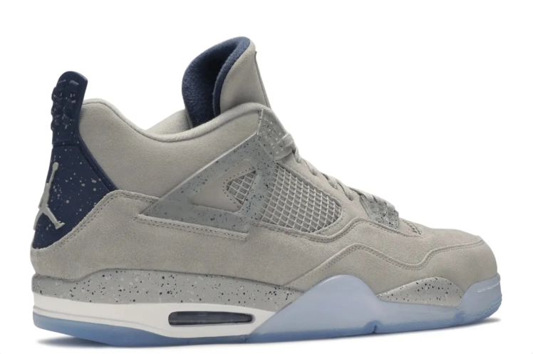 Air Jordan 4 Sneakers - Light Gray with Icy Blue Sole