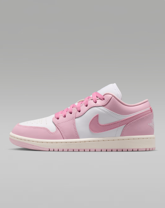 Air Jordan 1 Low Sneakers - Pink & White with Cream Midsole