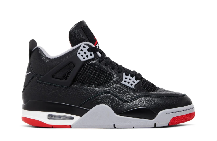 Air Jordan 4 Sneakers - Black, Gray & Red