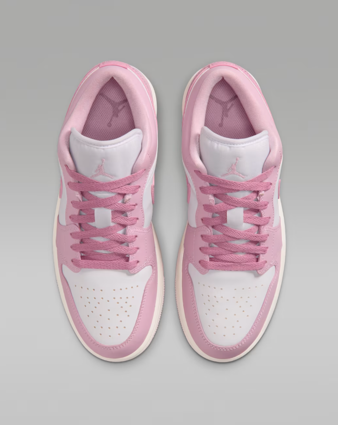 Air Jordan 1 Low Sneakers - Pink & White with Cream Midsole