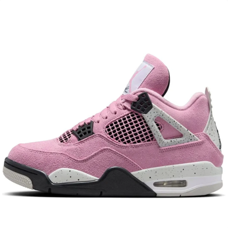 Air Jordan 4 Sneakers - Pink & Speckled Gray