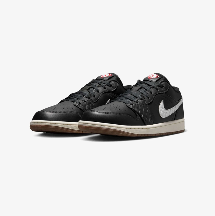 Air Jordan 1 Low Sneakers - Black & White with Gum Sole