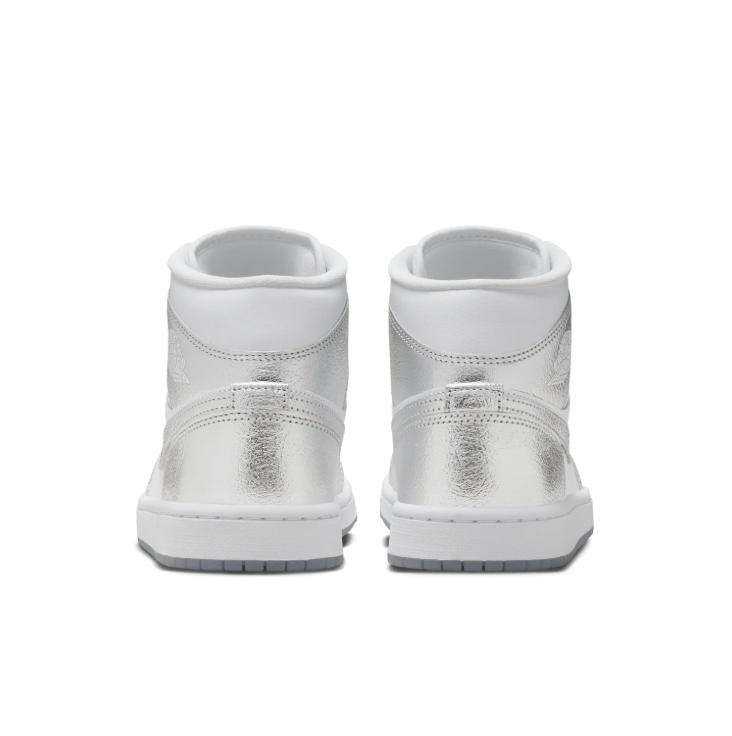 Air Jordan 1 Mid Sneakers - White & Metallic Silver