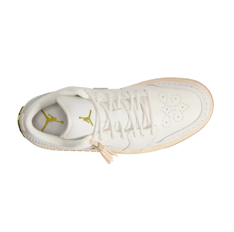 Air Jordan 1 Low Sneakers - Cream with Gum Sole & Gold-Tone Details