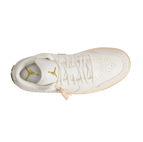 Air Jordan 1 Low Sneakers - Cream with Gum Sole & Gold-Tone Details