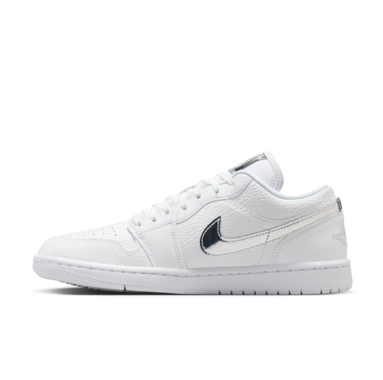Air Jordan 1 Low Sneakers - White & Metallic Silver