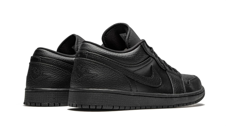 Air Jordan 1 Low Sneakers - All Black with Textured Overlays