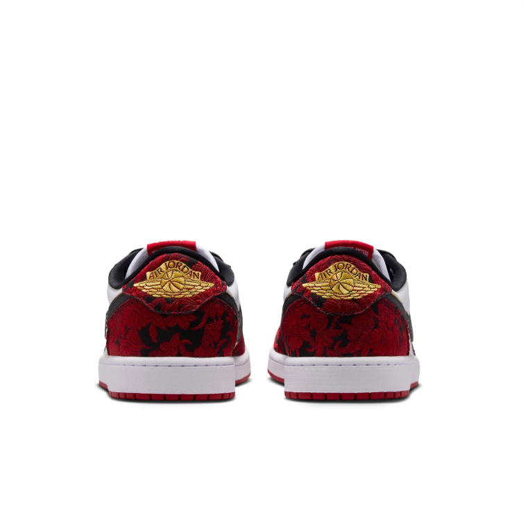 Air Jordan 1 Low OG Sneakers - Red Floral, White & Black