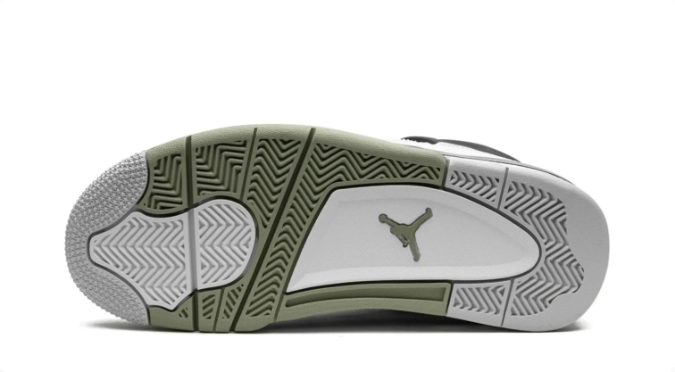 Air Jordan 4 Sneakers - White, Sage Green & Black