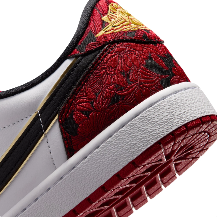 Air Jordan 1 Low OG Sneakers - Red Floral, White & Black