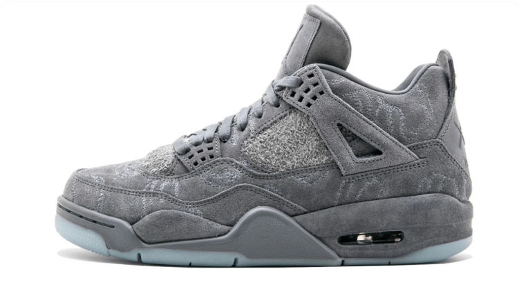 Air Jordan 4 Sneakers - Textured Gray with Icy Blue Sole