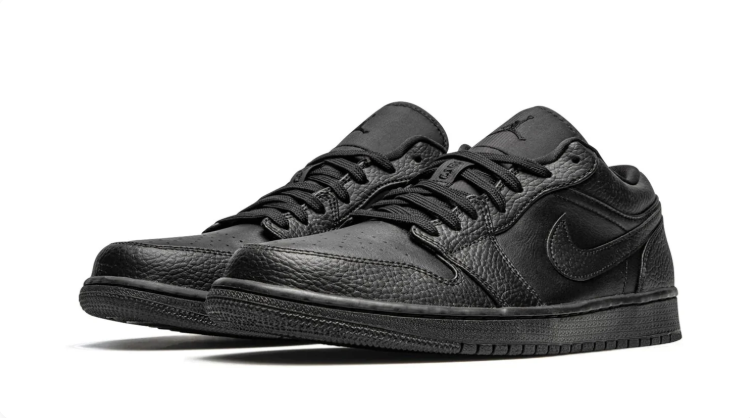 Air Jordan 1 Low Sneakers - All Black with Textured Overlays