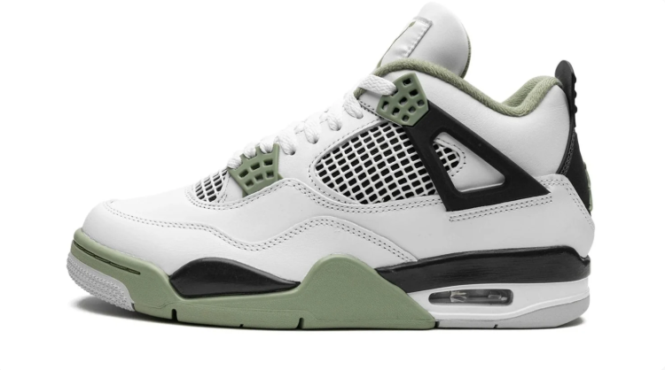 Air Jordan 4 Sneakers - White, Sage Green & Black