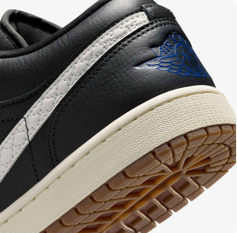 Air Jordan 1 Low Sneakers - Black & White with Gum Sole