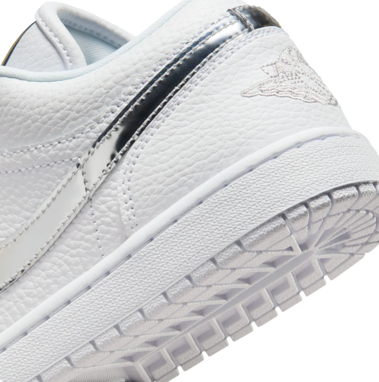 Air Jordan 1 Low Sneakers - White & Metallic Silver