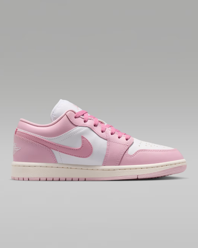 Air Jordan 1 Low Sneakers - Pink & White with Cream Midsole