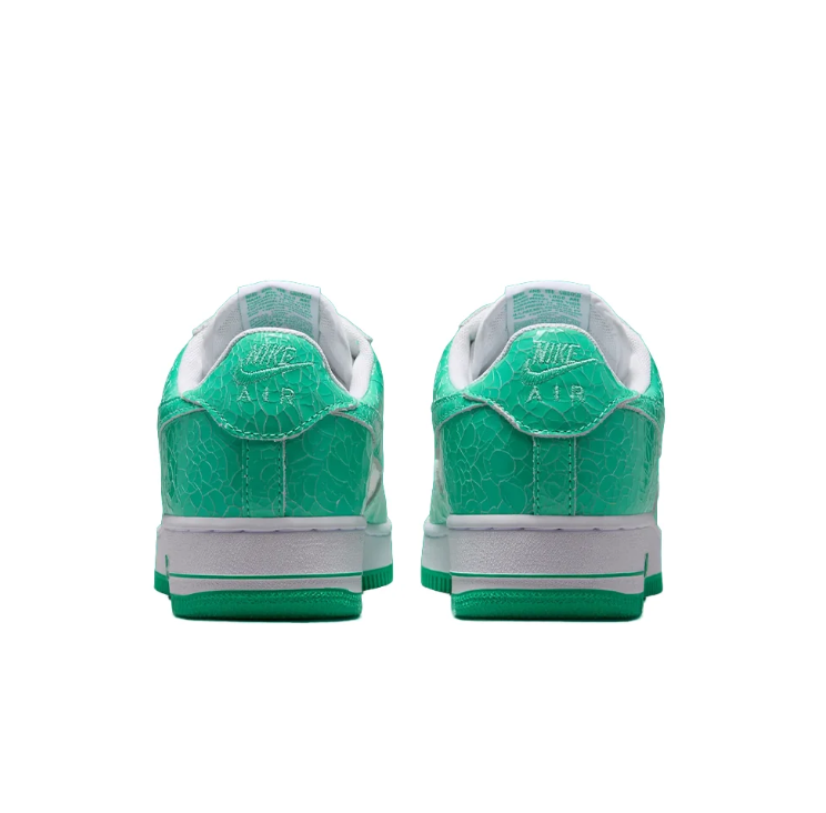 Nike Air Force 1 Low Sneakers - Green & White with Crackle Texture