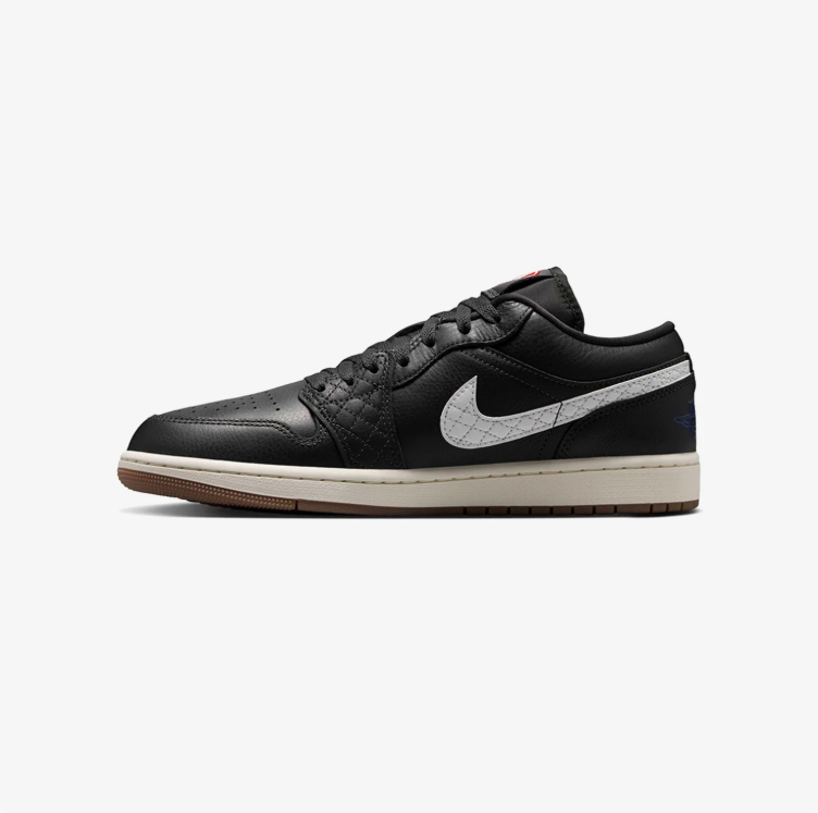 Air Jordan 1 Low Sneakers - Black & White with Gum Sole