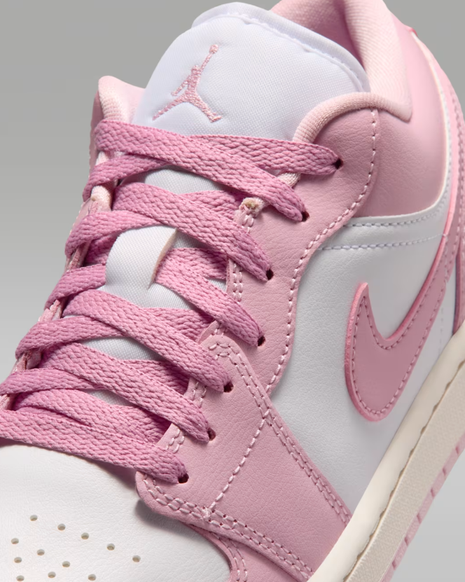 Air Jordan 1 Low Sneakers - Pink & White with Cream Midsole