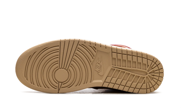 Air Jordan 1 Mid Sneakers - Brown & Tan with Yellow Drip Swoosh