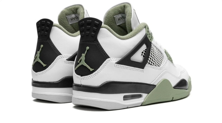 Air Jordan 4 Sneakers - White, Sage Green & Black