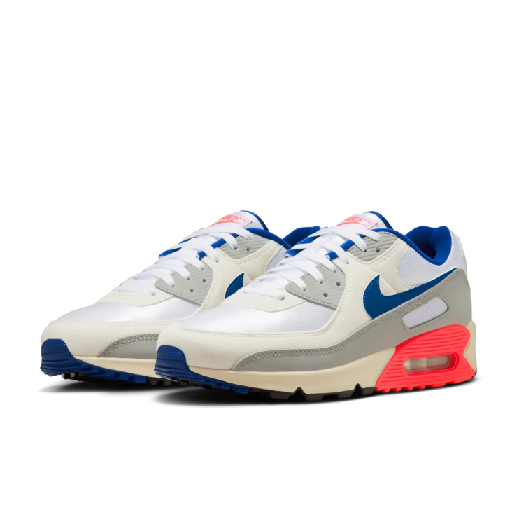 Nike Air Max Sneakers - White & Gray with Blue & Coral Accents