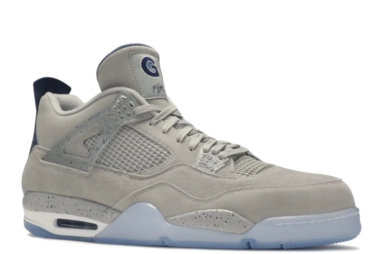 Air Jordan 4 Sneakers - Light Gray with Icy Blue Sole