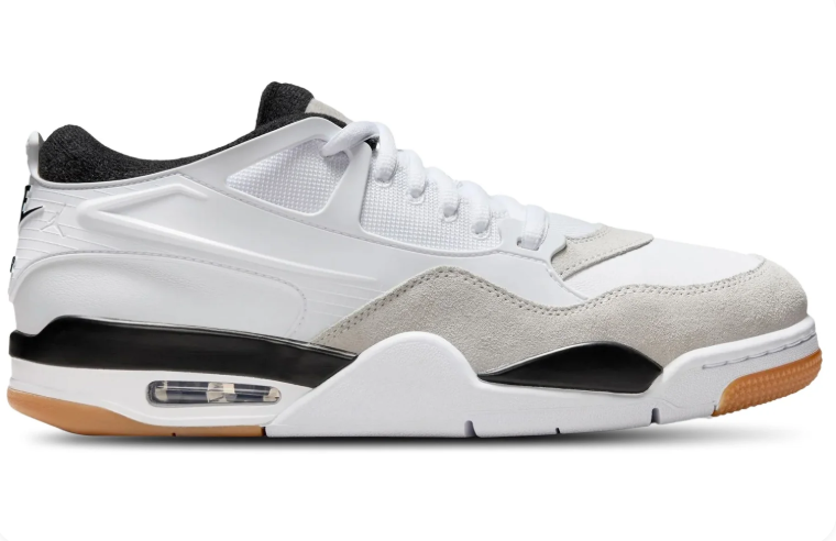Air Jordan 4 RM Sneakers - White, Light Gray & Black with Gum Accents