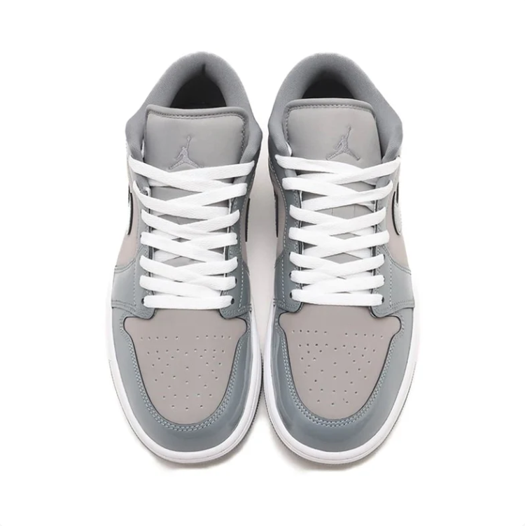 Air Jordan 1 Low Sneakers - Gray & Taupe with White Laces