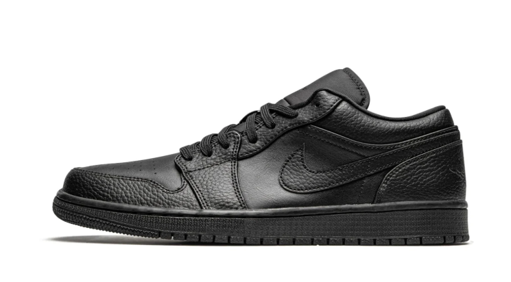 Air Jordan 1 Low Sneakers - All Black with Textured Overlays