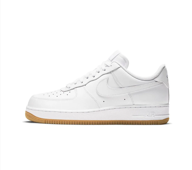 Nike Air Force 1 Low Sneakers - White with Gum Sole