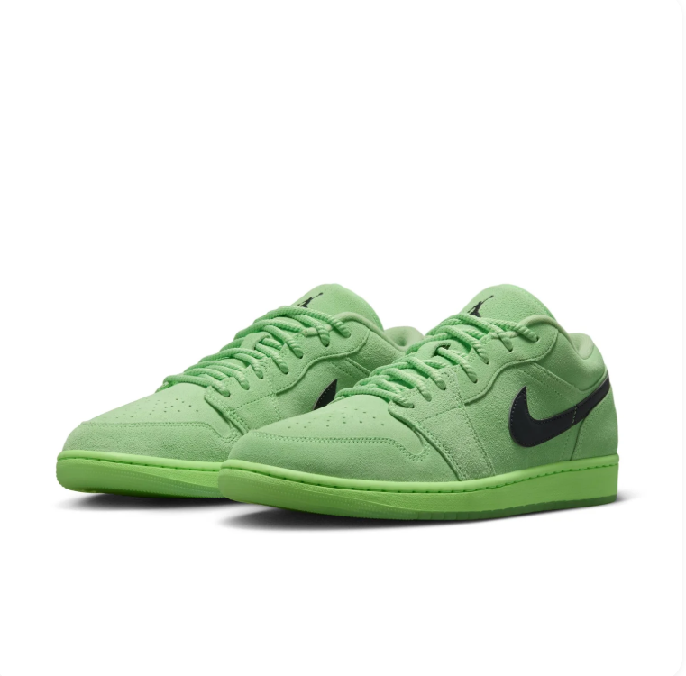 Air Jordan 1 Low Sneakers - Light Green & Black